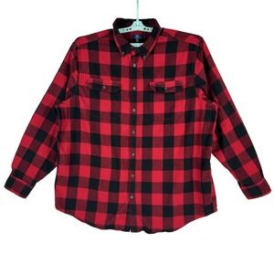 George Men's Red Buffalo Check Button-Down Long Sleeve Shirt 3XL (54-56) Cotton